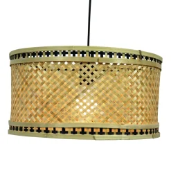 EMINZA Suspension lumineuse en bambou (D40 cm) Estepona Noir et Naturel New
