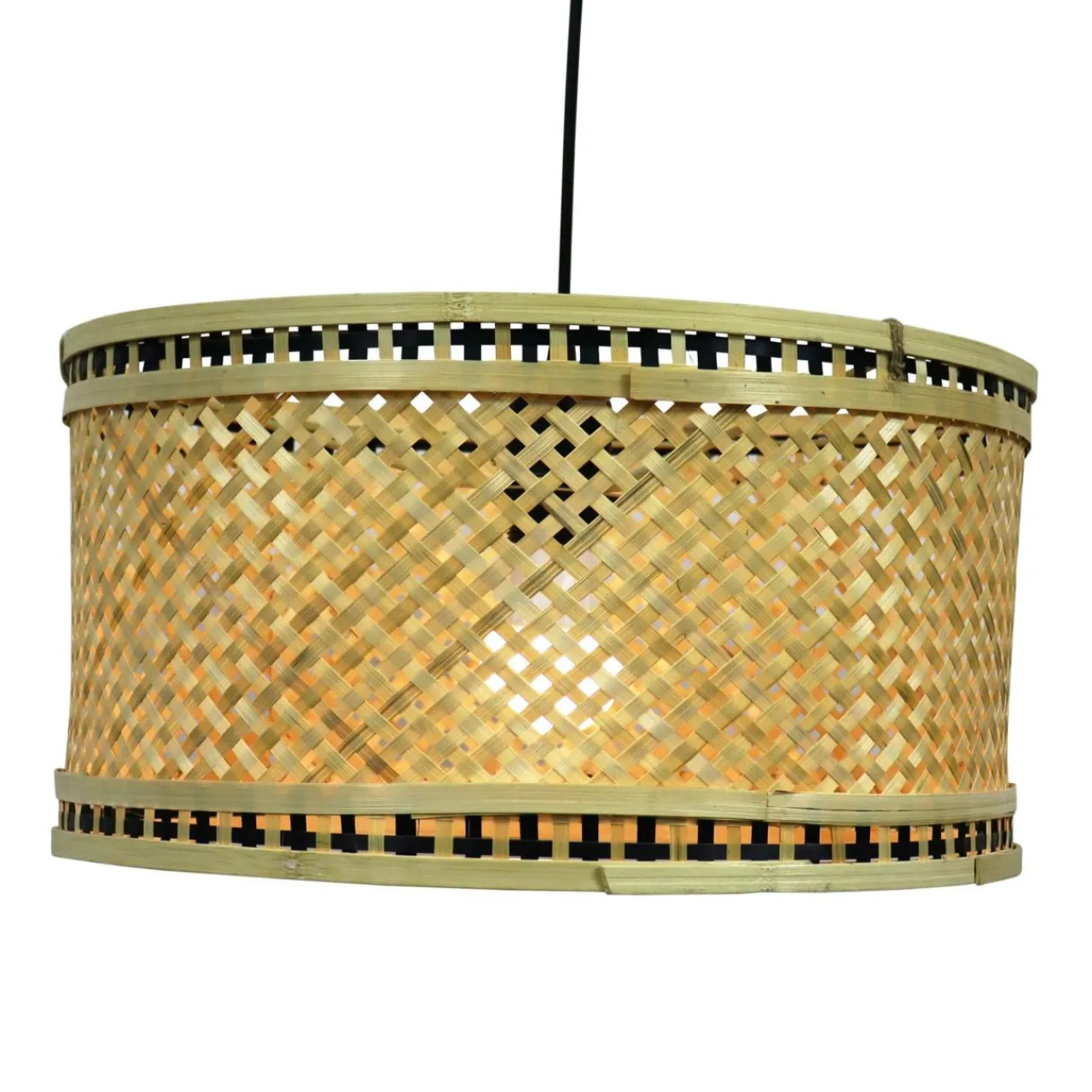 EMINZA Suspension lumineuse en bambou (D40 cm) Estepona Noir et Naturel New