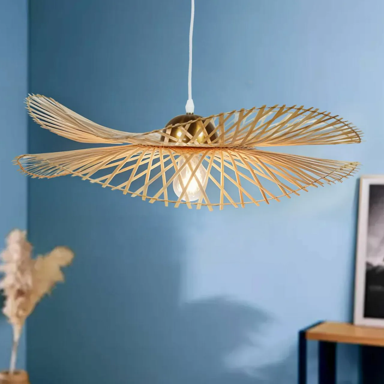 EMINZA Suspension lumineuse en bambou (D75 cm) Mérida Naturel Discount