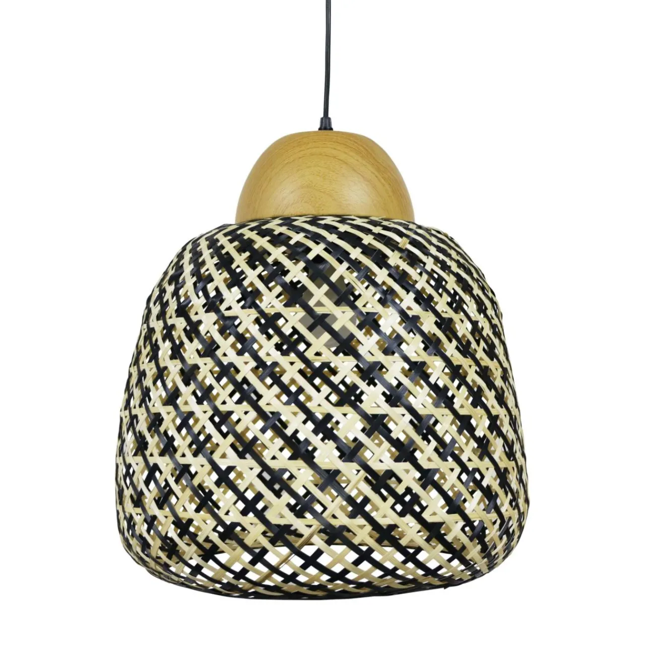 EMINZA Suspension lumineuse en bambou (D40 cm) Elda et naturel Noir Discount