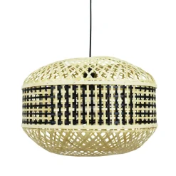 EMINZA Suspension lumineuse en bambou (D45 cm) Huesca et naturel Noir New