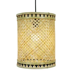 EMINZA Suspension lumineuse en bambou (H30 cm) Estepona Noir et Naturel New