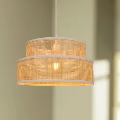 OSTARIA Suspension lumineuse en paille (D35 cm) Yuca beige Naturel New