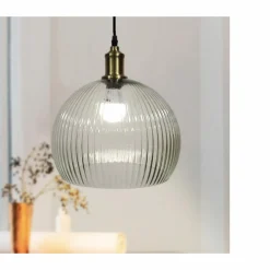 EMINZA Suspension lumineuse en verre (D30 cm) Velden Transparent Discount