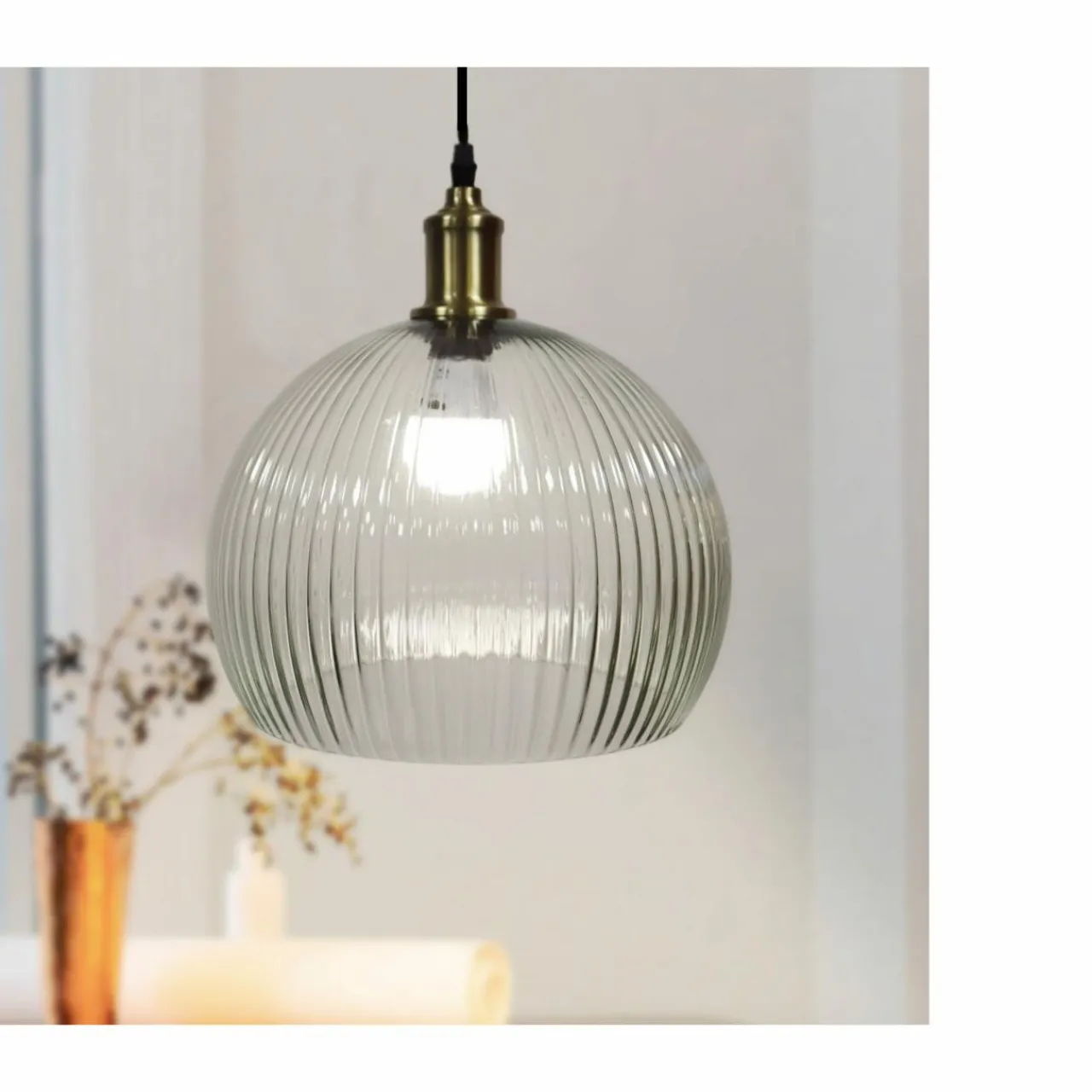 EMINZA Suspension lumineuse en verre (D30 cm) Velden Transparent Discount