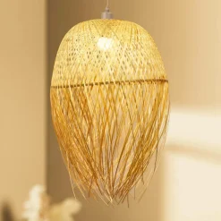 EMINZA Suspension lumineuse à franges en bambou (H70 cm) Huelva Naturel Clearance