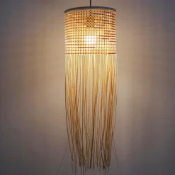 EMINZA Suspension lumineuse à franges en bambou (H85 cm) Maoki Naturel Clearance