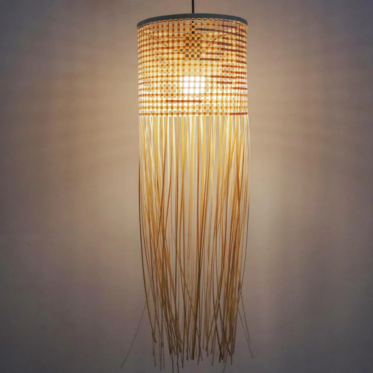 EMINZA Suspension lumineuse à franges en bambou (H85 cm) Maoki Naturel Clearance