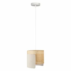 OSTARIA Suspension lumineuse lin et bambou (D28,5 cm) Bourgeon Beige Online