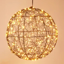 KOOPMAN Suspension lumineuse 300 micro LED (D25 cm) Lueur Polaire Noir et Blanc chaud Best