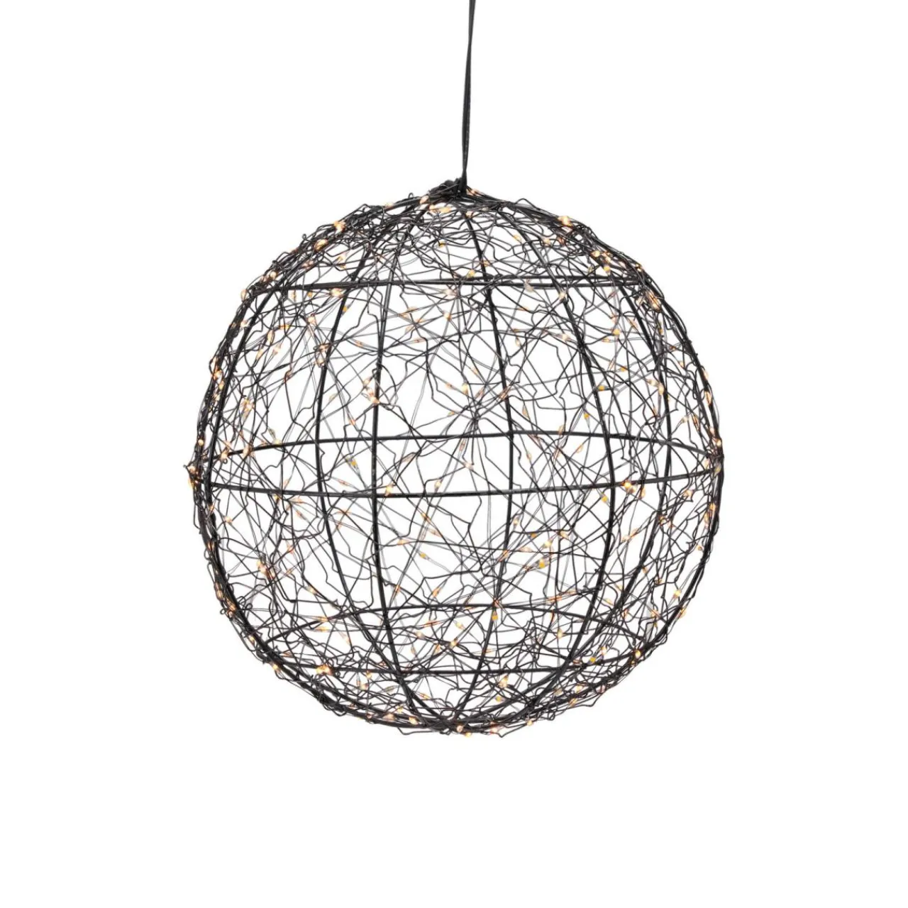 KOOPMAN Suspension lumineuse 300 micro LED (D25 cm) Lueur Polaire Noir et Blanc chaud Best
