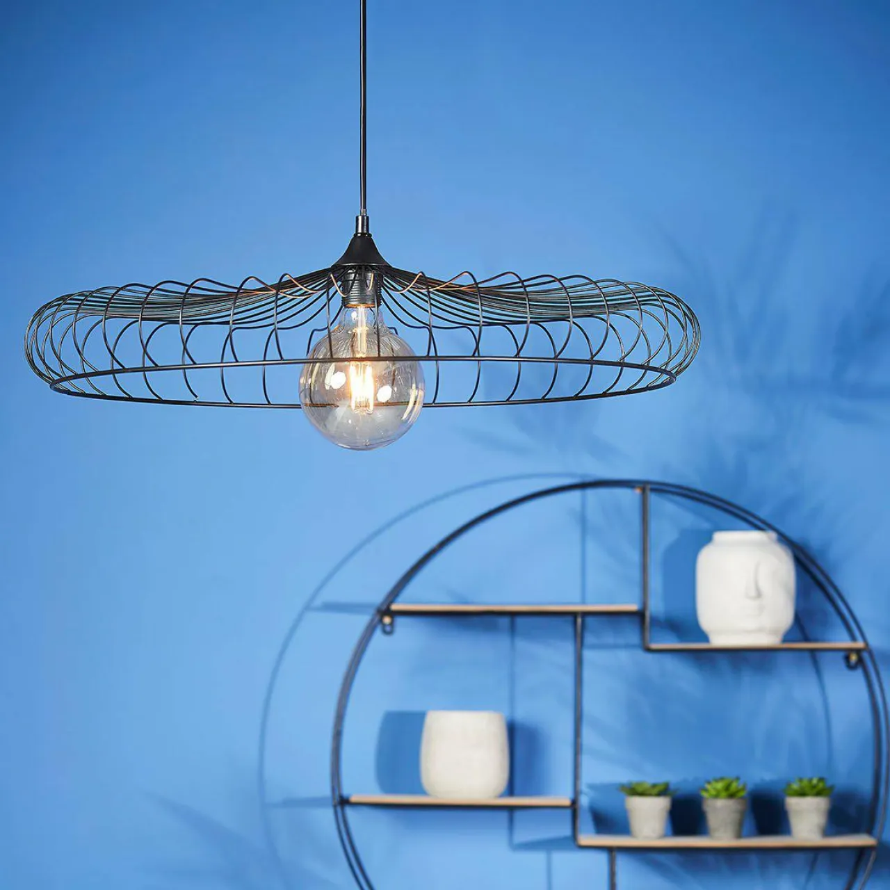 OSTARIA Suspension lumineuse métal (D65,5 cm) Lisa Noir Outlet