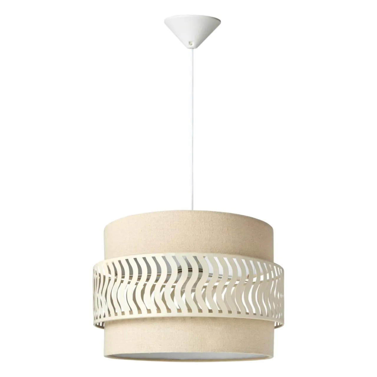 OSTARIA Suspension lumineuse métal et tissu (D34 cm) Oyona Beige Clearance