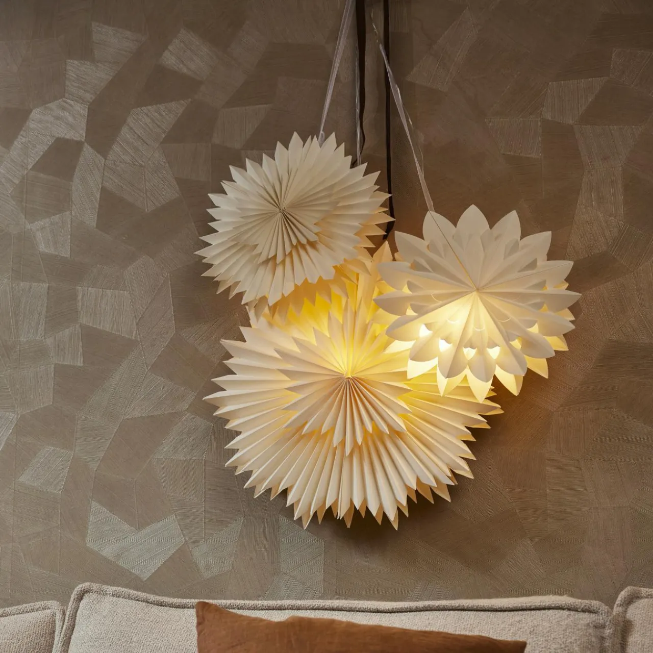 KAEMINGK Suspension lumineuse papier LED (D60 cm) Origami Star chaud Blanc Discount