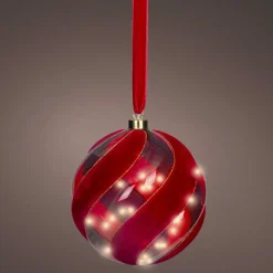 KAEMINGK Suspension lumineuse à piles 40 LED (D20 cm) Boule de Venezia Rouge Clearance