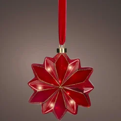 KAEMINGK Suspension lumineuse à piles 15 LED (D19 cm) Fleur de Venezia Rouge Sale