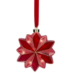 KAEMINGK Suspension lumineuse à piles 15 LED (D19 cm) Fleur de Venezia Rouge Sale