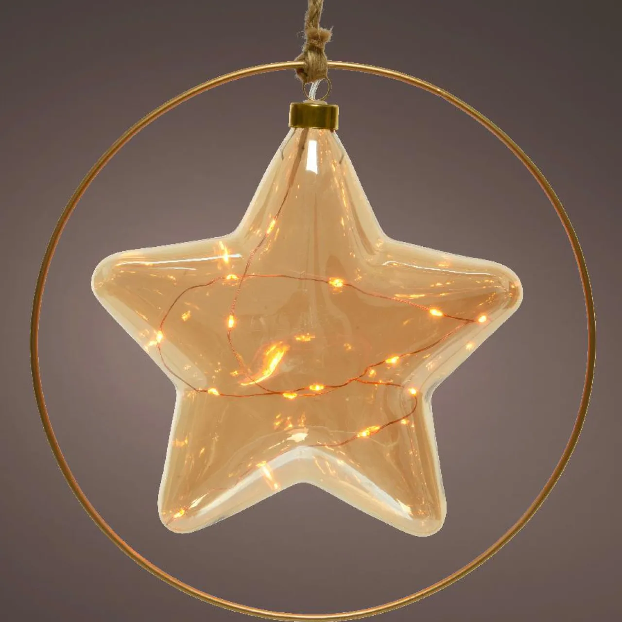 KAEMINGK Suspension lumineuse à piles 15 LED (D26 cm) Étoile d’Hiver /blanc chaud Ambre Hot