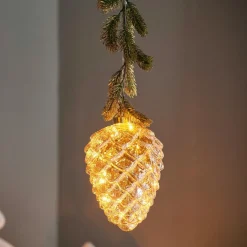 KAEMINGK Suspension lumineuse à piles 15 LED (H21 cm) Sapinette et Pomme de pin Blanc chaud Clearance