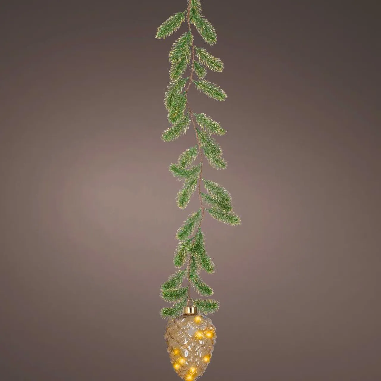 KAEMINGK Suspension lumineuse à piles 15 LED (H21 cm) Sapinette et Pomme de pin Blanc chaud Clearance