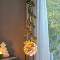 KAEMINGK Suspension lumineuse à piles 30 LED (D14 cm) Sapinette et Boule Blanc chaud Online