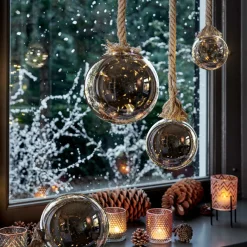 KAEMINGK Suspension lumineuse à piles 30 LED (D14 cm) Boule de Noël ambrée Blanc chaud Ambre Clearance