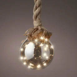 KAEMINGK Suspension lumineuse à piles 30 LED (D14 cm) Boule de Noël ambrée Blanc chaud Ambre Clearance