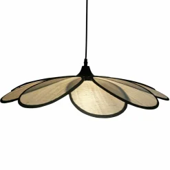 EMINZA Suspension lumineuse pétale en rotin (D58 cm) Segovia et beige Noir Hot