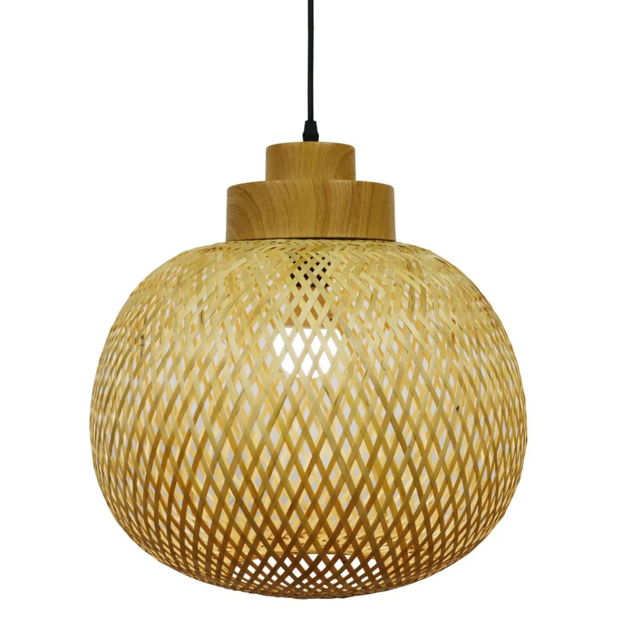 EMINZA Suspension lumineuse ronde en bambou (D40 cm) Kahala Naturel Clearance