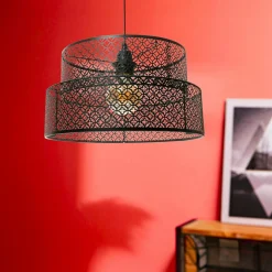 OSTARIA Suspension ronde métal marocaine (D34 cm) Gigogne Noir Clearance