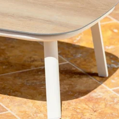 MOBELLIA Table basse de jardin carrée aluminium Amalfi Blanc New