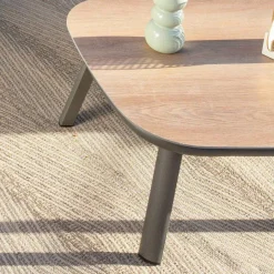 MOBELLIA Table basse de jardin carrée en aluminium Amalfi Gris Anthracite