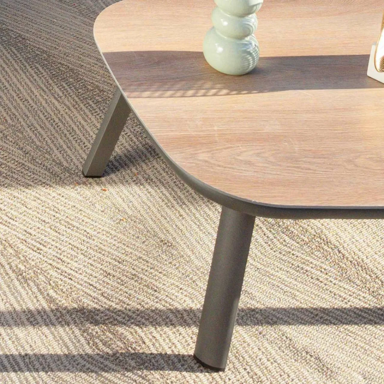 MOBELLIA Table basse de jardin carrée en aluminium Amalfi Gris Anthracite
