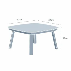 MOBELLIA Table basse de jardin carrée en aluminium Amalfi Gris Anthracite