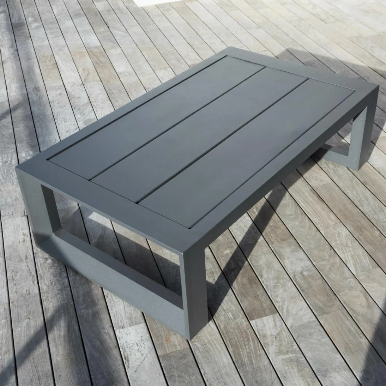 MOBELLIA Table basse de jardin rectangulaire en alumininum (120 x 72 cm) Elba Gris Anthracite Outlet
