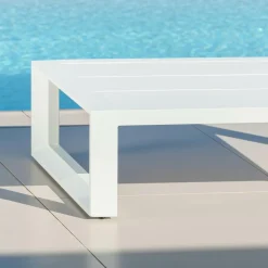 MOBELLIA Table basse de jardin rectangulaire en alumininum (120 x 72 cm) Elba Blanc Outlet