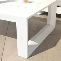 MOBELLIA Table basse de jardin rectangulaire en alumininum (94 x 72 cm) Elba Blanc