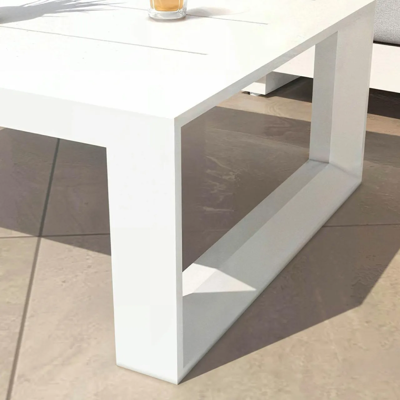 MOBELLIA Table basse de jardin rectangulaire en alumininum (94 x 72 cm) Elba Blanc