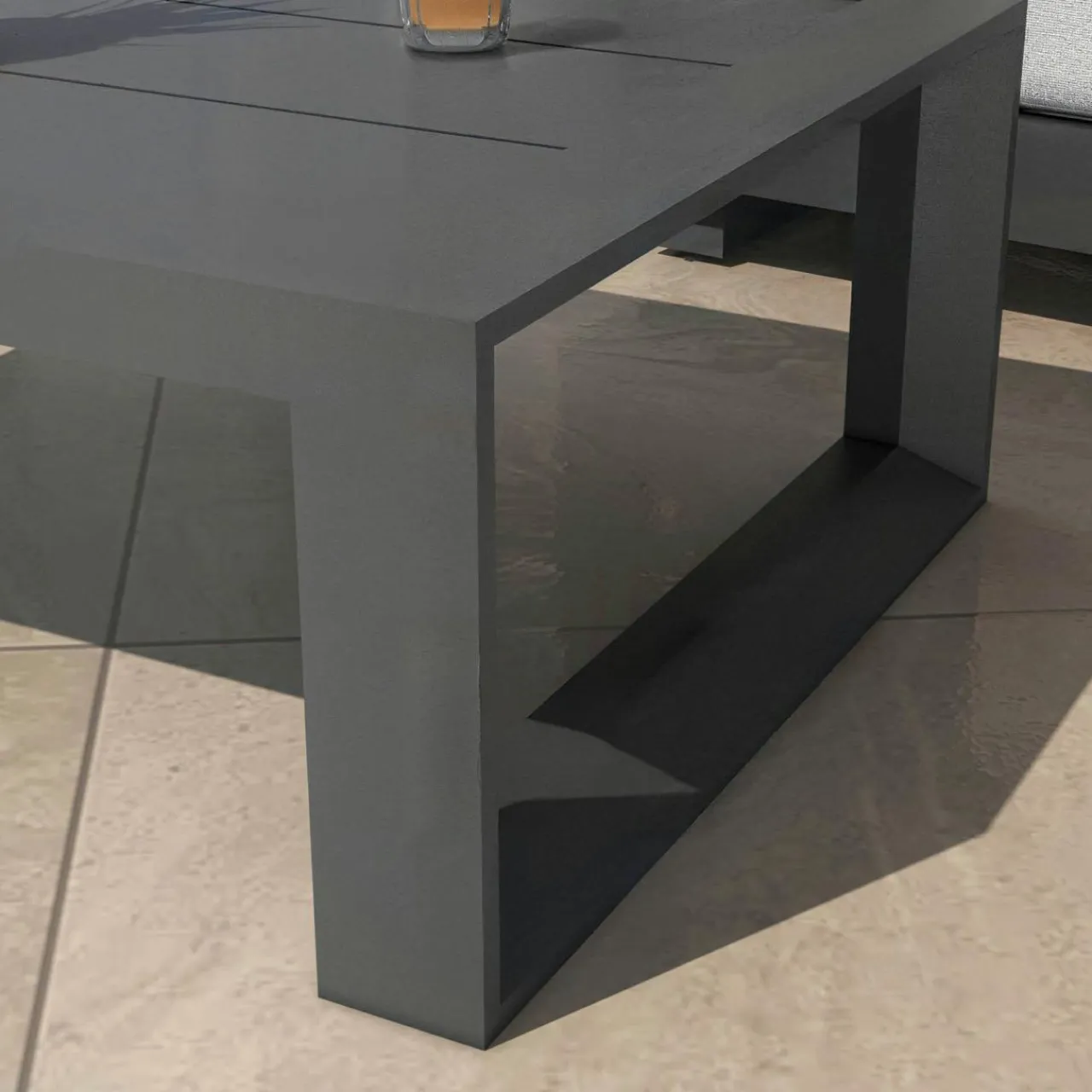 MOBELLIA Table basse de jardin rectangulaire en alumininum (94 x 72 cm) Elba Gris Anthracite Clearance
