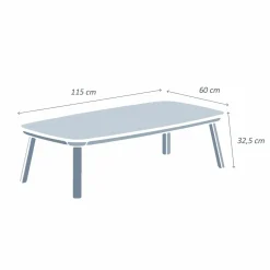 MOBELLIA Table basse de jardin rectangulaire aluminium Amalfi Blanc Hot