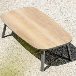 MOBELLIA Table basse de jardin rectangulaire en aluminium Amalfi Gris Anthracite Discount