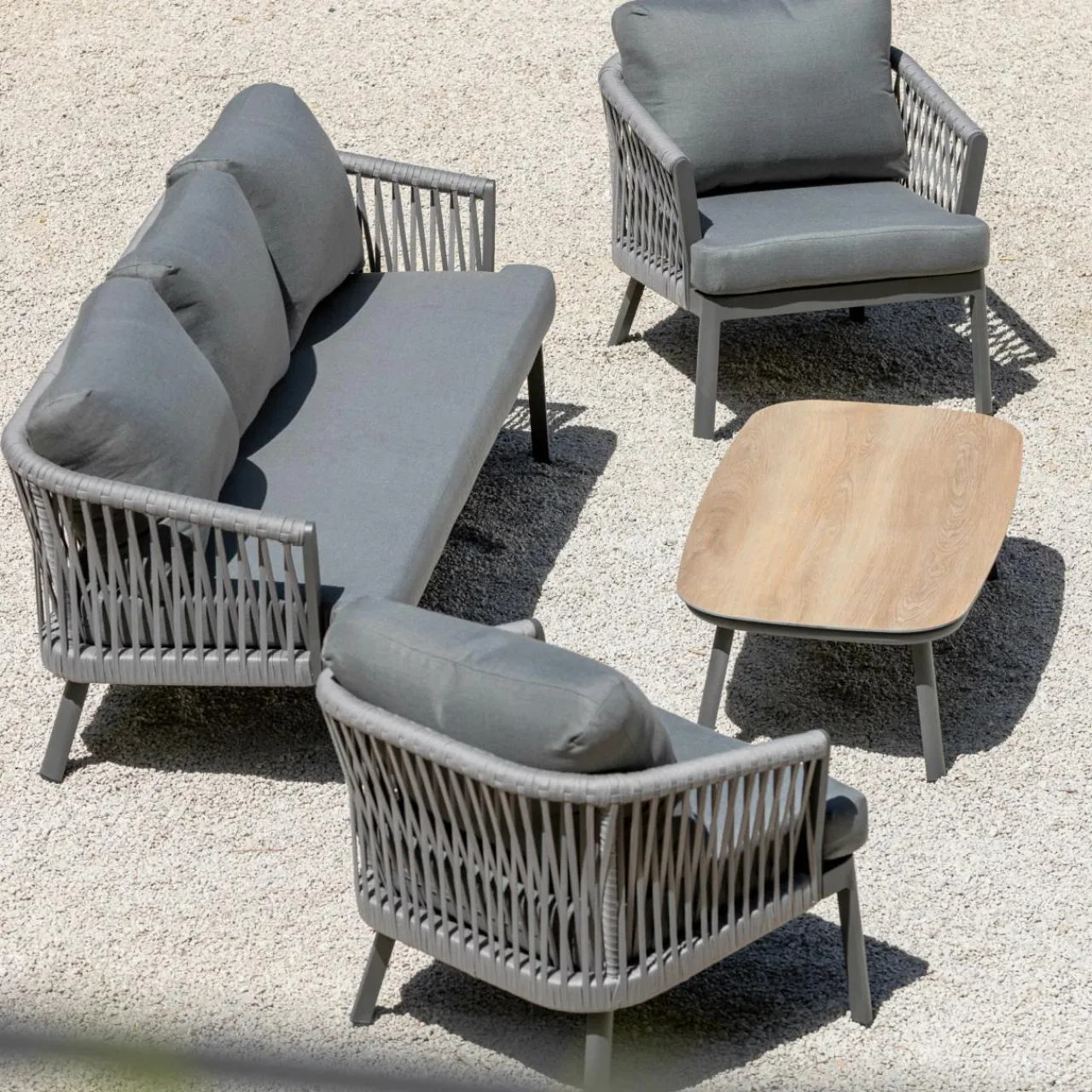 MOBELLIA Table basse de jardin rectangulaire en aluminium Amalfi Gris Anthracite Discount
