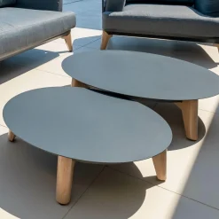 MOBELLIA Table basse de jardin ronde (D68 cm) Monte Carlo Gris Anthracite Best