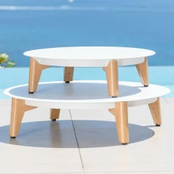 MOBELLIA Table basse de jardin ronde (D68 cm) Monte Carlo Blanc Online