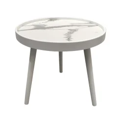 EMINZA Table basse ronde effet marbre (H43 cm) Déa Blanc Outlet