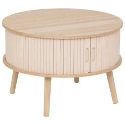 Atmosphera, cru017dateur d'intu017drieur Table basse ronde en bois (H40 cm) Nysos Crème Beige Best