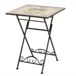 EMINZA Table bistrot carrée pliable en mosaïque (58 x 58 cm) Havana Brun Marron Outlet