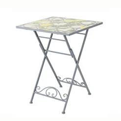 EMINZA Table bistrot carrée pliable en mosaïque (58 x 58 cm) Sorrento Bleu Hot
