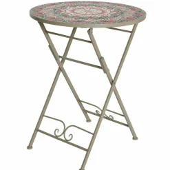 #N/A Table bistrot mosaïque Narbonne et rose Taupe