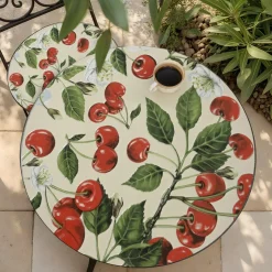 EMINZA Table bistrot ronde pliable en faïence (D58 cm) Munich Rouge Best